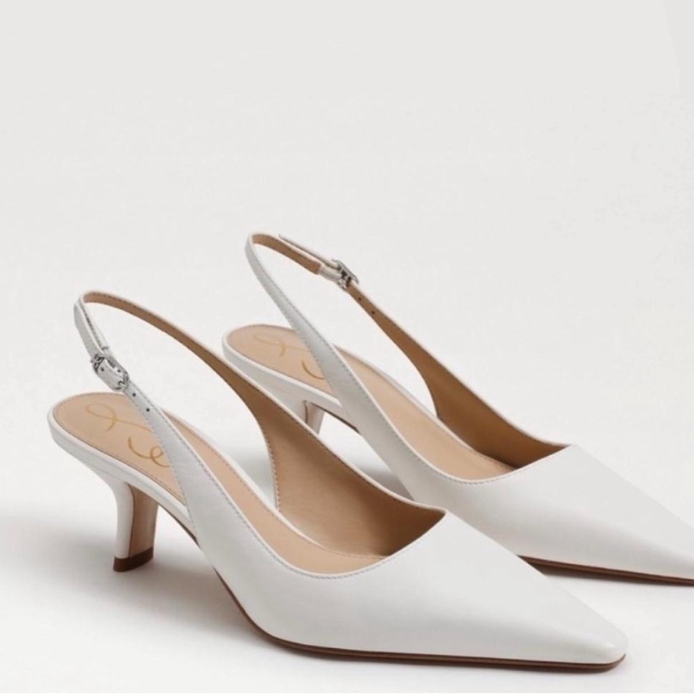 White Slingback Kitten Heels